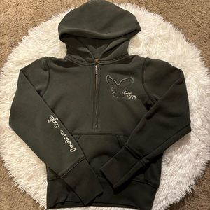 vintage american eagle green cropped zip hoodie
